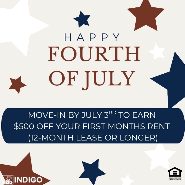 promotional banner for Indigo apartments